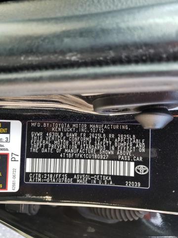 Photo 10 from auction – 2012 TOYOTA CAMRY BASE with VIN 4T1BF1FK1CU180927