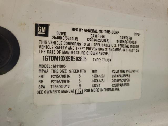 Photo 10 from auction – 2005 GMC SAFARI XT with VIN 1GTDM19X95B502805