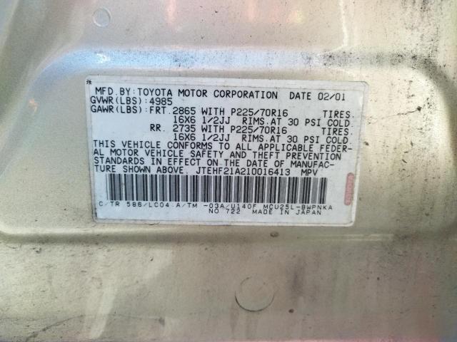 Photo 10 from auction – 2001 TOYOTA HIGHLANDER with VIN JTEHF21A210016413