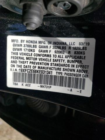 Photo 10 from auction – 2019 HONDA CIVIC LX with VIN 19XFC2E68KE031341