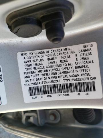 Photo 10 from auction – 2011 HONDA CIVIC LX with VIN 2HGFA1F55BH300245