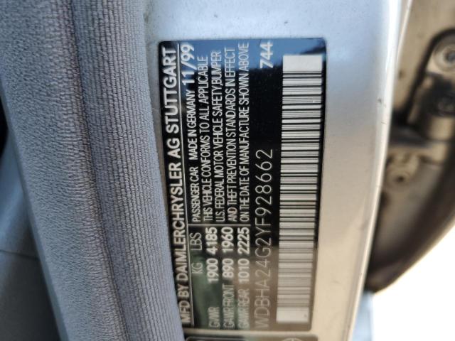 Photo 10 from auction – 2000 MERCEDES-BENZ C-CLASS with VIN WDBHA24G2YF928662
