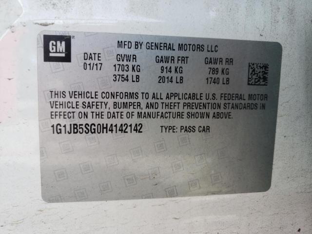 Photo 10 from auction – 2017 CHEVROLET SONIC LS with VIN 1G1JB5SG0H4142142