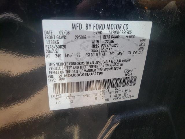 Photo 10 from auction – 2008 LINCOLN MKX with VIN 2LMDU88C98BJ22790