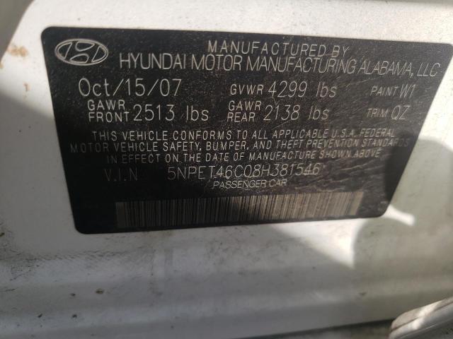 Photo 10 from auction – 2008 HYUNDAI SONATA GLS with VIN 5NPET46C08H381546