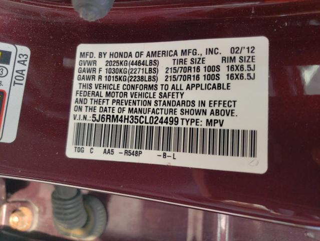 Photo 10 from auction – 2012 HONDA CR-V LX with VIN 5J6RM4H35CL024499