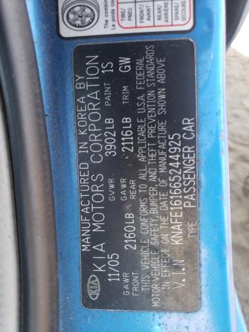 Foto 10 de la subasta – 2006 KIA SPECTRA con VIN KNAFE161665244925