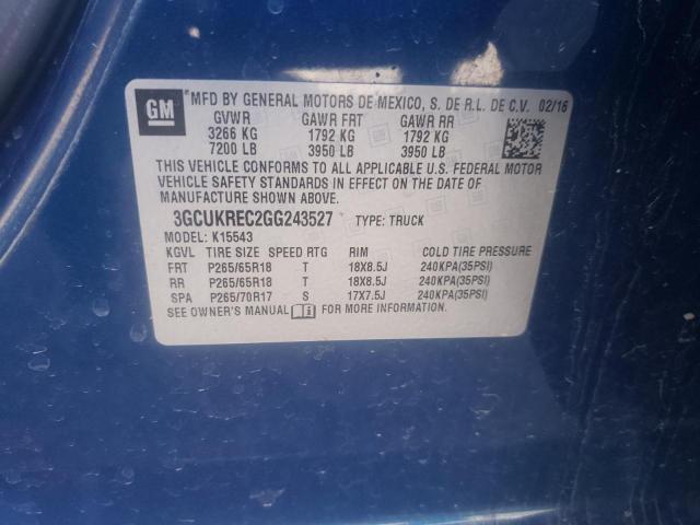 Photo 10 from auction – 2016 CHEVROLET SILVRK1500 with VIN 3GCUKREC2GG243527