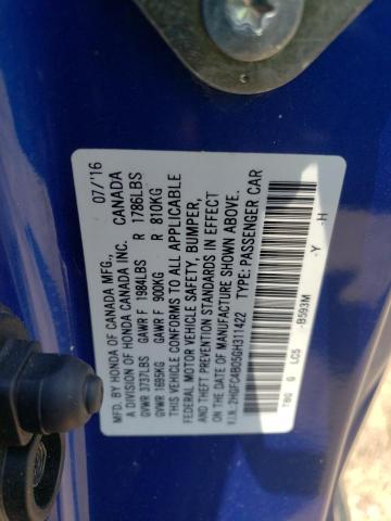 Photo 10 from auction – 2016 HONDA CIVIC LX with VIN 2HGFC4B05GH311422