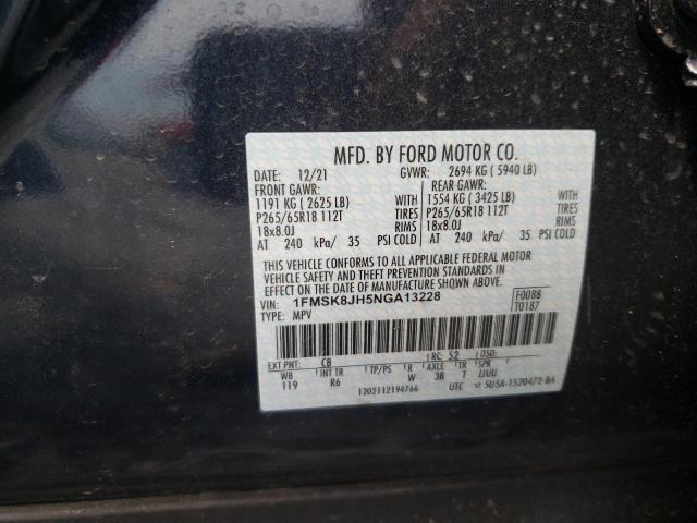 Photo 10 from auction – 2022 FORD EXPLORER T with VIN 1FMSK8JH5NGA13228