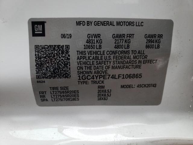 Photo 10 from auction – 2020 CHEVROLET 2500 with VIN 1GC4YPE74LF106865