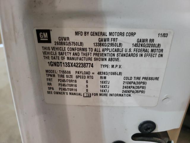 Photo 10 from auction – 2004 CHEVROLET TRAILBLAZE with VIN 1GNDT13SX42238774