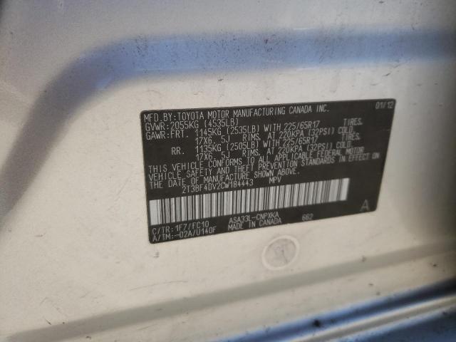 Photo 10 from auction – 2012 TOYOTA RAV4 with VIN 2T3BF4DV2CW184443