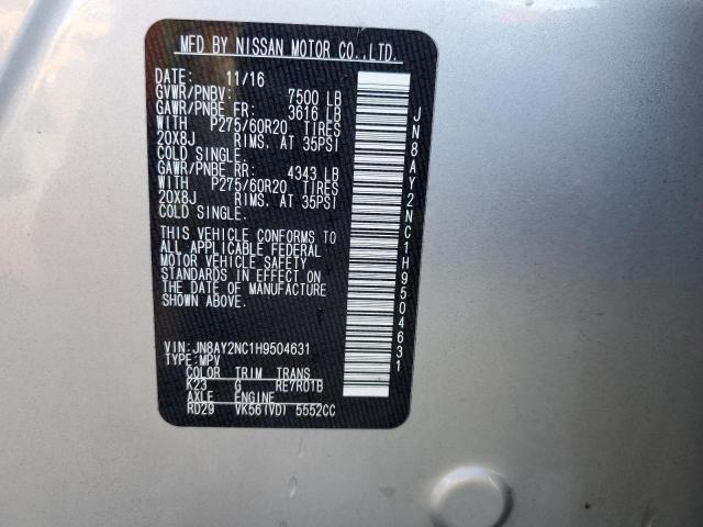 Photo 10 from auction – 2017 NISSAN ARMADA SV with VIN JN8AY2NC1H9504631