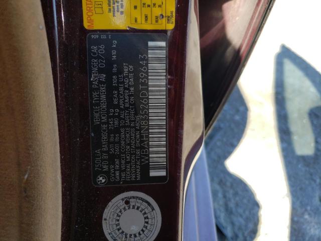 Photo 10 from auction – 2006 BMW 750 LI with VIN WBAHN83526DT39643