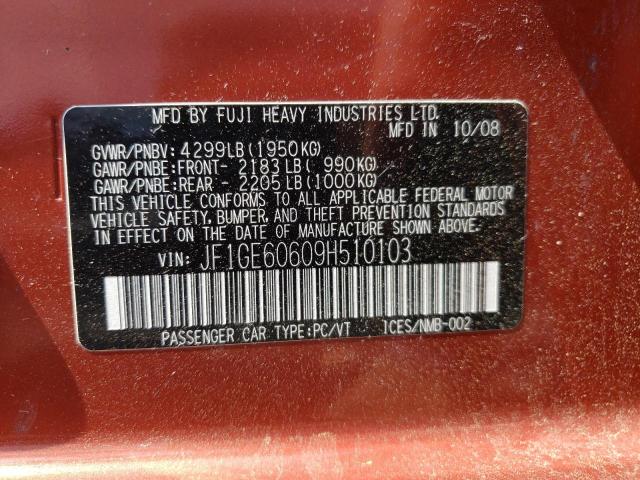 Photo 10 from auction – 2009 SUBARU IMPREZA 2. with VIN JF1GE60609H510103