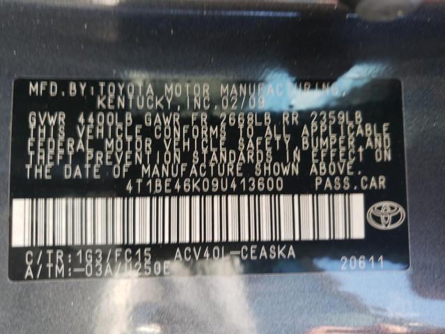Photo 10 from auction – 2009 TOYOTA CAMRY BASE with VIN 4T1BE46K09U413600