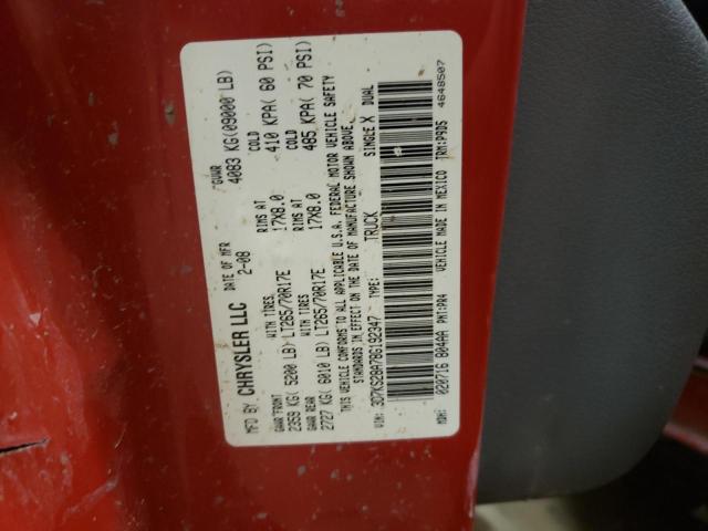 Photo 10 from auction – 2008 DODGE RAM 2500 S with VIN 3D7KS28A78G192347