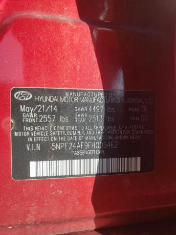 Photo 10 from auction – 2015 HYUNDAI SONATA SE with VIN 5NPE24AF9FH005462
