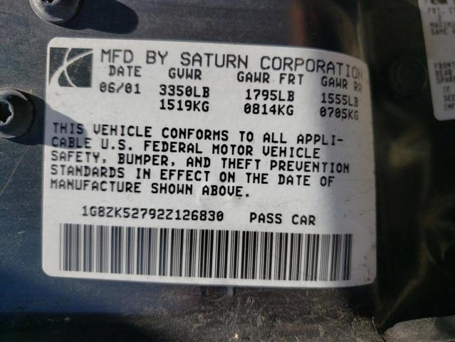 Photo 10 from auction – 2002 SATURN SL2 with VIN 1G8ZK52792Z126830