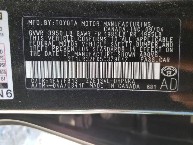 Photo 10 from auction – 2005 TOYOTA COROLLA MA with VIN 2T1LR32EX5C379647