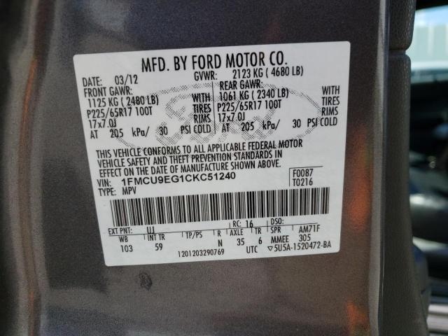 Photo 10 from auction – 2012 FORD ESCAPE LIM with VIN 1FMCU9EG1CKC51240