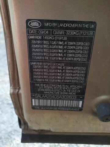 Photo 10 from auction – 2005 LAND ROVER LR3 with VIN SALAA25405A302603