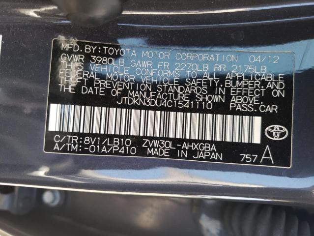 Photo 10 from auction – 2012 TOYOTA PRIUS with VIN JTDKN3DU4C1541110