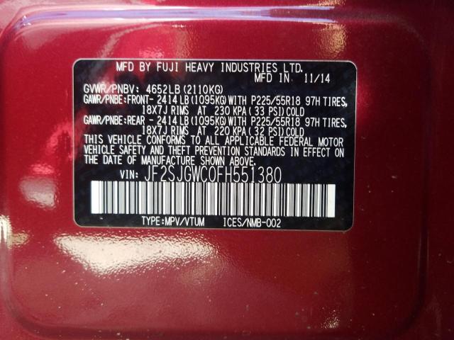 Photo 10 from auction – 2015 SUBARU FORESTER 2 with VIN JF2SJGWC0FH551380