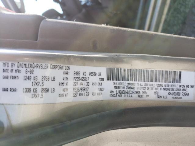 Photo 10 from auction – 2002 JEEP GRAND CHER with VIN 1J4GW58N62C327993