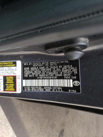 Photo 10 from auction – 2012 TOYOTA CAMRY BASE with VIN 4T1BF1FK4CU616167