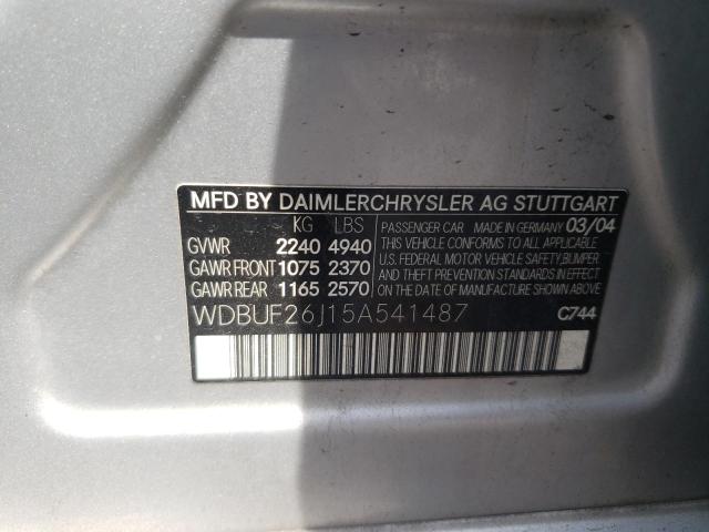 Photo 10 from auction – 2005 MERCEDES-BENZ E 320 CDI with VIN WDBUF26J15A541487