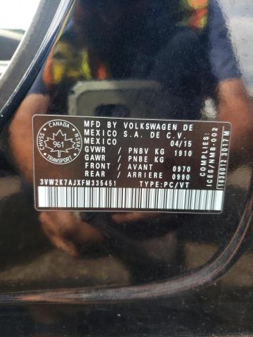 Photo 10 from auction – 2015 VOLKSWAGEN JETTA BASE with VIN 3VW2K7AJXFM335451