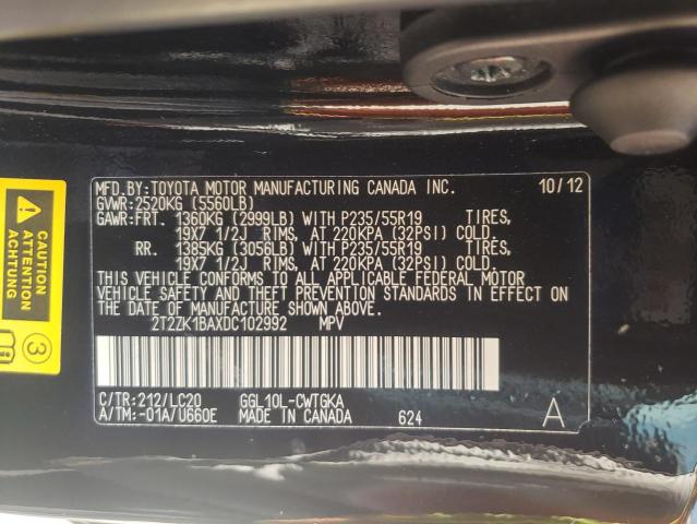 Photo 10 from auction – 2013 LEXUS RX 350 with VIN 2T2ZK1BAXDC102992
