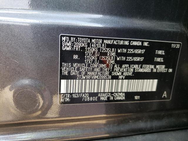 Photo 10 from auction – 2021 TOYOTA RAV4 XLE with VIN 2T3W1RFV8MC099538