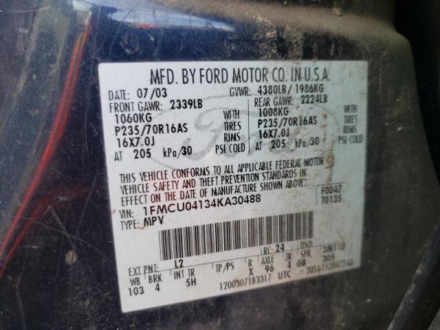 Photo 10 from auction – 2004 FORD ESCAPE LIM with VIN 1FMCU04134KA30488