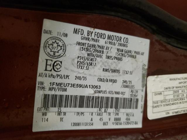 Photo 10 from auction – 2009 FORD EXPLORER X with VIN 1FMEU73E59UA13063