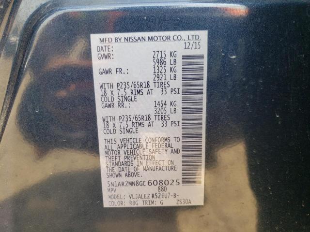 Photo 10 from auction – 2016 NISSAN PATHFINDER with VIN 5N1AR2MN8GC608025