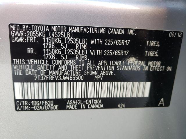 Photo 10 from auction – 2018 TOYOTA RAV4 LE with VIN 2T3ZFREV3JW465500