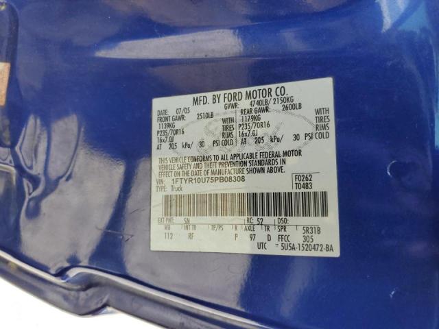 Photo 10 from auction – 2005 FORD RANGER with VIN 1FTYR10U75PB08308