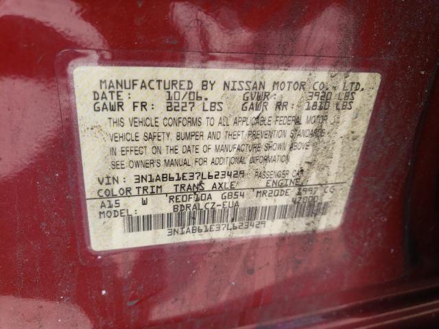 Photo 10 from auction – 2007 NISSAN SENTRA 2.0 with VIN 3N1AB61E37L623429