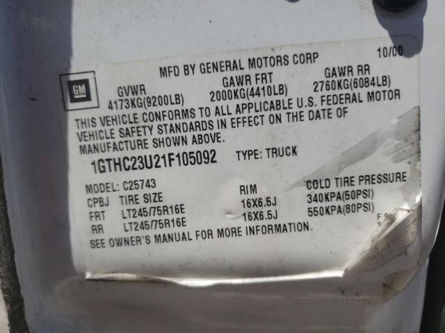 Photo 10 from auction – 2001 GMC SIERRA C25 with VIN 1GTHC23U21F105092