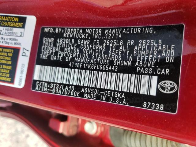 Photo 10 from auction – 2015 TOYOTA CAMRY LE with VIN 4T1BF1FK6FU905443