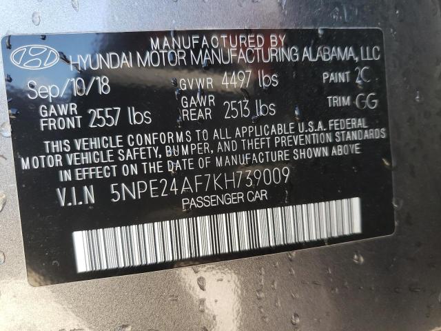 Photo 10 from auction – 2019 HYUNDAI SONATA SE with VIN 5NPE24AF7KH739009