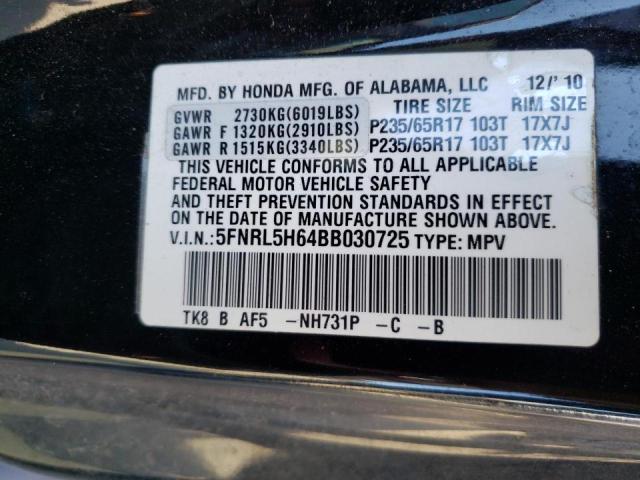 Photo 10 from auction – 2011 HONDA ODYSSEY EX with VIN 5FNRL5H64BB030725