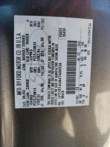 Photo 10 from auction – 2004 FORD RANGER SUP with VIN 1FTYR14U64TA00536