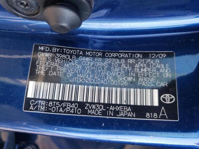 Photo 10 from auction – 2010 TOYOTA PRIUS with VIN JTDKN3DU2A0100126