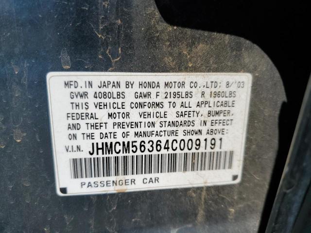 Photo 10 from auction – 2004 HONDA ACCORD LX with VIN JHMCM56364C009191