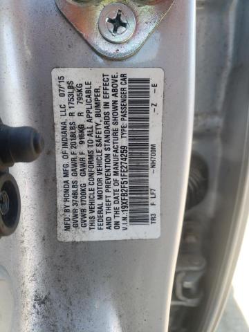 Photo 10 from auction – 2015 HONDA CIVIC LX with VIN 19XFB2F51FE274259