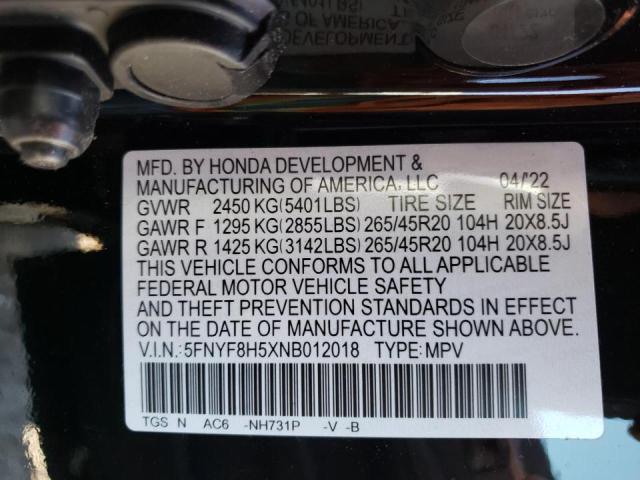 Photo 10 from auction – 2022 HONDA PASSPORT E with VIN 5FNYF8H5XNB012018